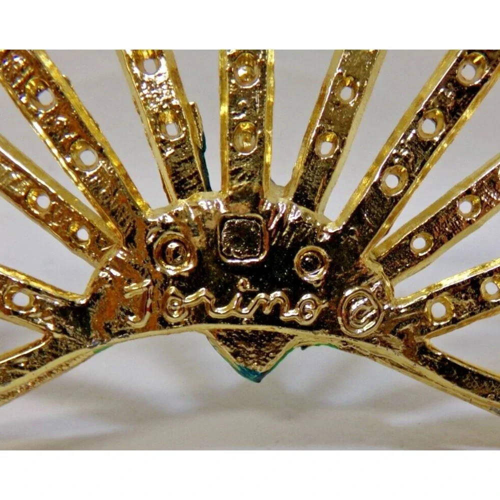 Torino Peacock Double Earring Holder Gold Tone with Greens and‎ Blues